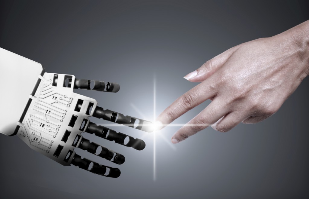 Robot and human touching forefingers