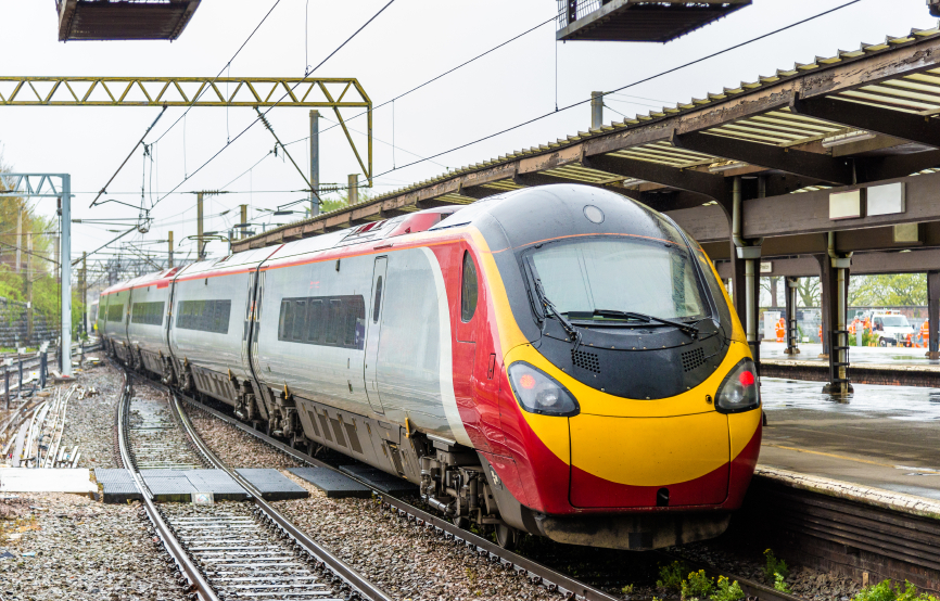 A train arriving at Preston train station in lancashire