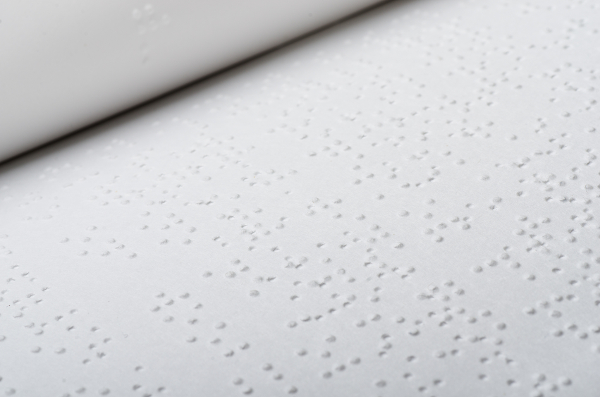 braille writing within a book