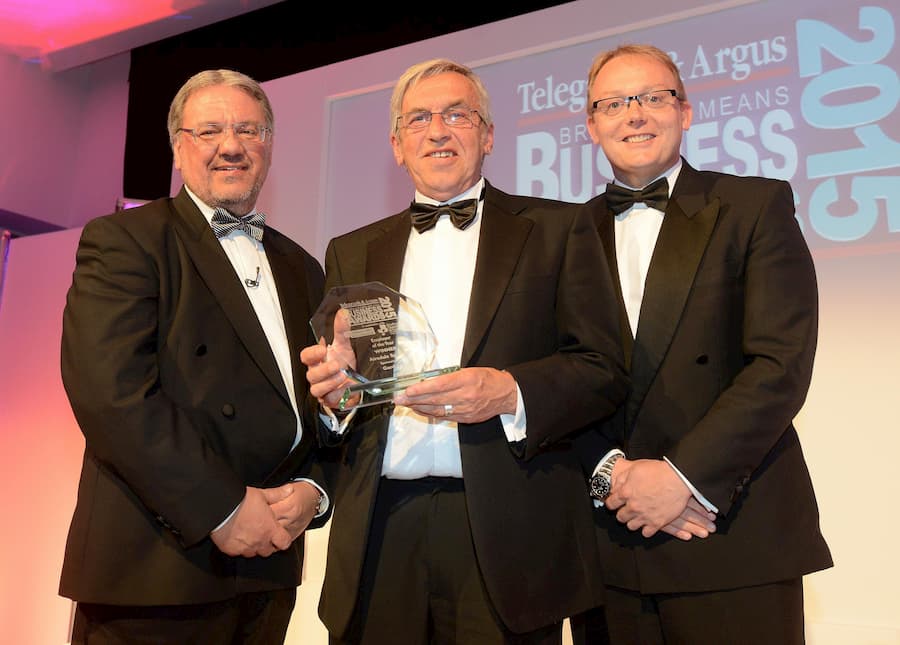 Brian Cooper, of Airedale Springs, being presented with the award for Employer of the Year